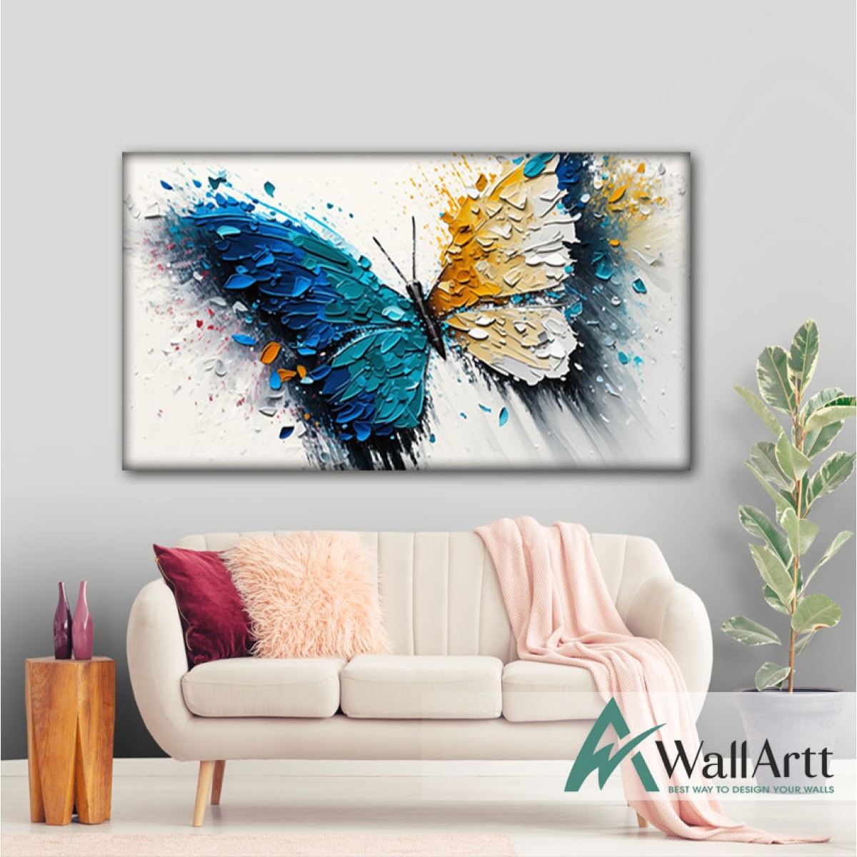 Abstract Colorful Butterfly 3d Heavy Textured Partial Oil Painting
